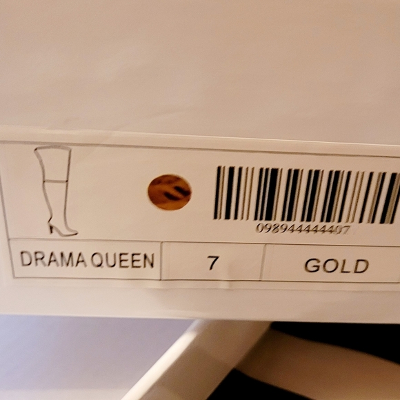 New In Box Gold Drama Queen Over The Knee Boot Sz 7 - Picture 7 of 16